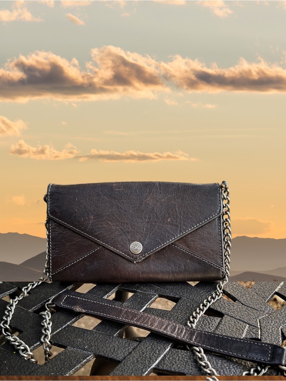 Rebecca Minkoff Women's Leather Envelope Crossbody Clutch with Chain Strap